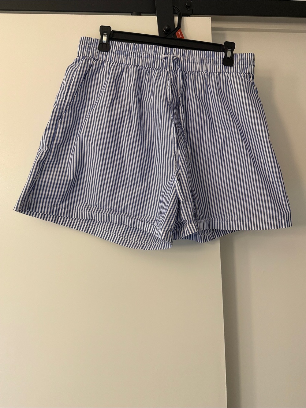 H&M Blue and White Stripe Elastic-Waist Shorts